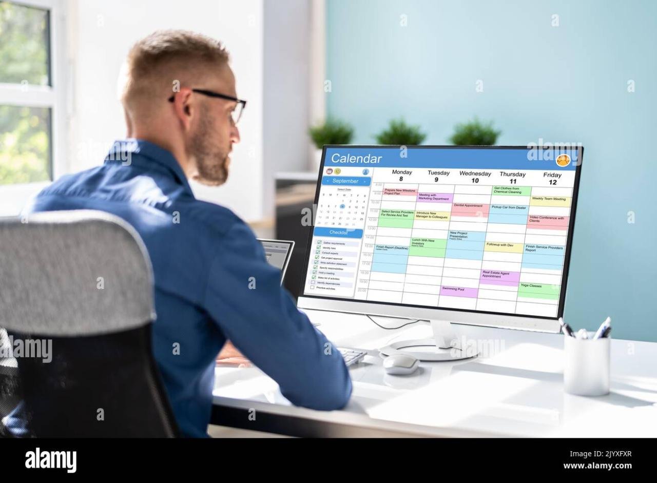 Appointment Schedule Planner And Date Calendar On Computer Stock Photo ...